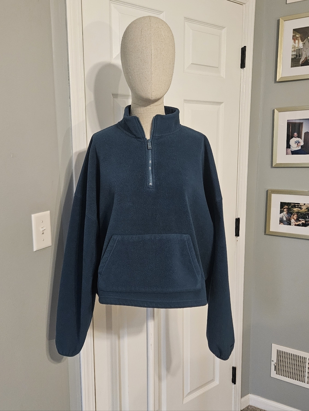 Fabletics Teal Blue Quarter-Zip Fleece Pullover